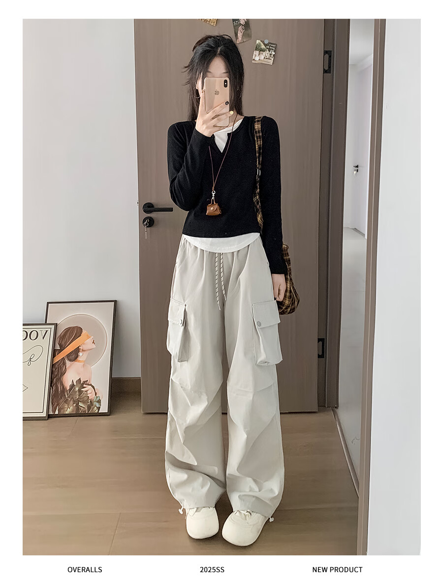 Borui American Workwear Pants 2026 New Autumn Women's Casual Loose Wide-Leg Outdoor Hiking Cargo Pants 21