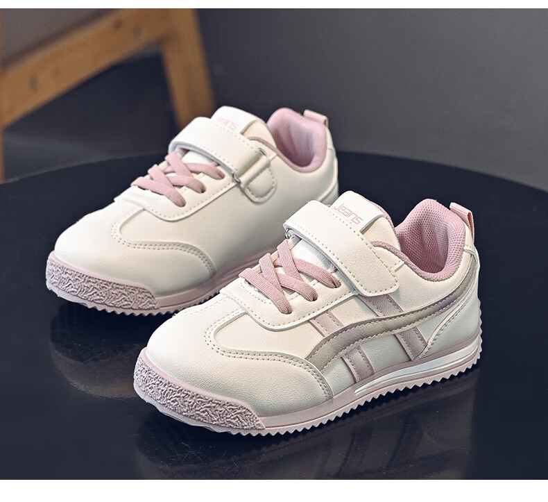 Jeanswest Kids Lightweight Versatile Velcro Training Shoes School Soft Sole Girls Casual Sports Shoes C1A001 Beige/Purple Size 36 13