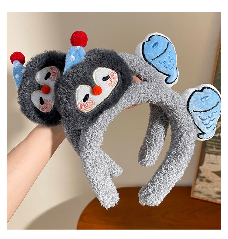 NIANFIN Spring Summer New Penguin and Little Fish Headband Cartoon Hair Accessories Girls Photo Hair Clip Funny Headband 6
