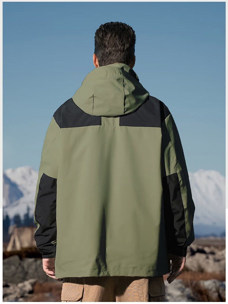 JEEP Men's 3-in-1 Windproof and Wear-Resistant Spring Outdoor Hiking and Mountaineering Jacket 19