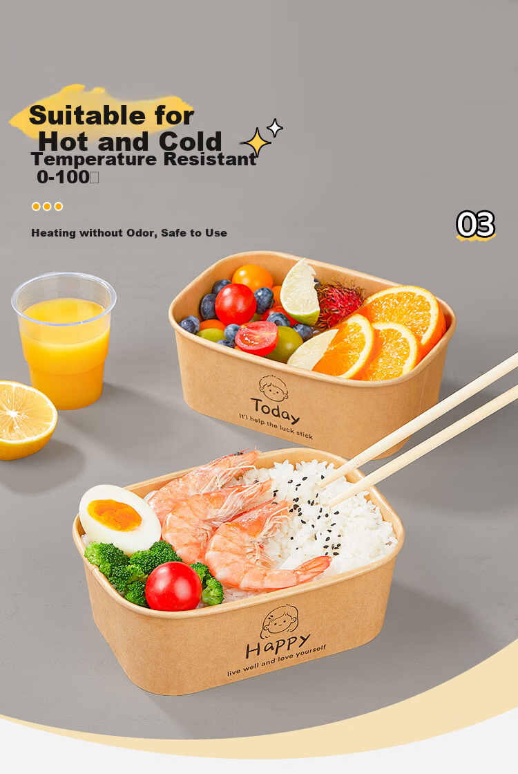 YOUAO Disposable Plates, 500ml*20 Pieces, Thickened Large Size, Biodegradable Kraft Paper Plates, Waterproof And Oil-Proof, No-Wash Tableware 5