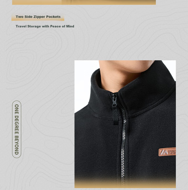 361° Unisex Autumn Winter Fleece POLARTEC Sports Plush Zipper Jacket Liner Fleece Coat 632533613-3 16