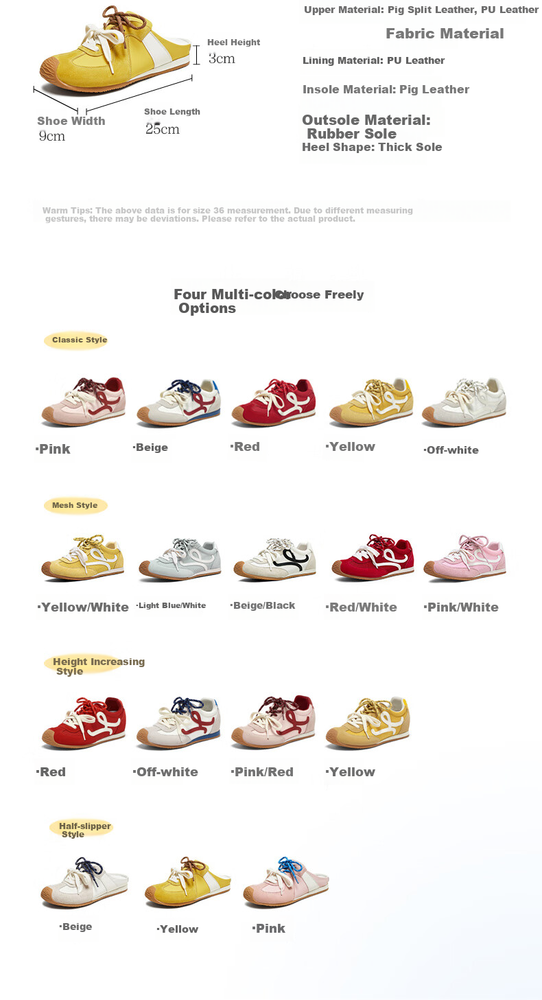 BASTO [Zhang Yuexi's Choice] Candy-Colored Height-Increasing Training Shoes, Slanted Casual Forrest Gump Shoes for Women, Yellow, Size 36 6