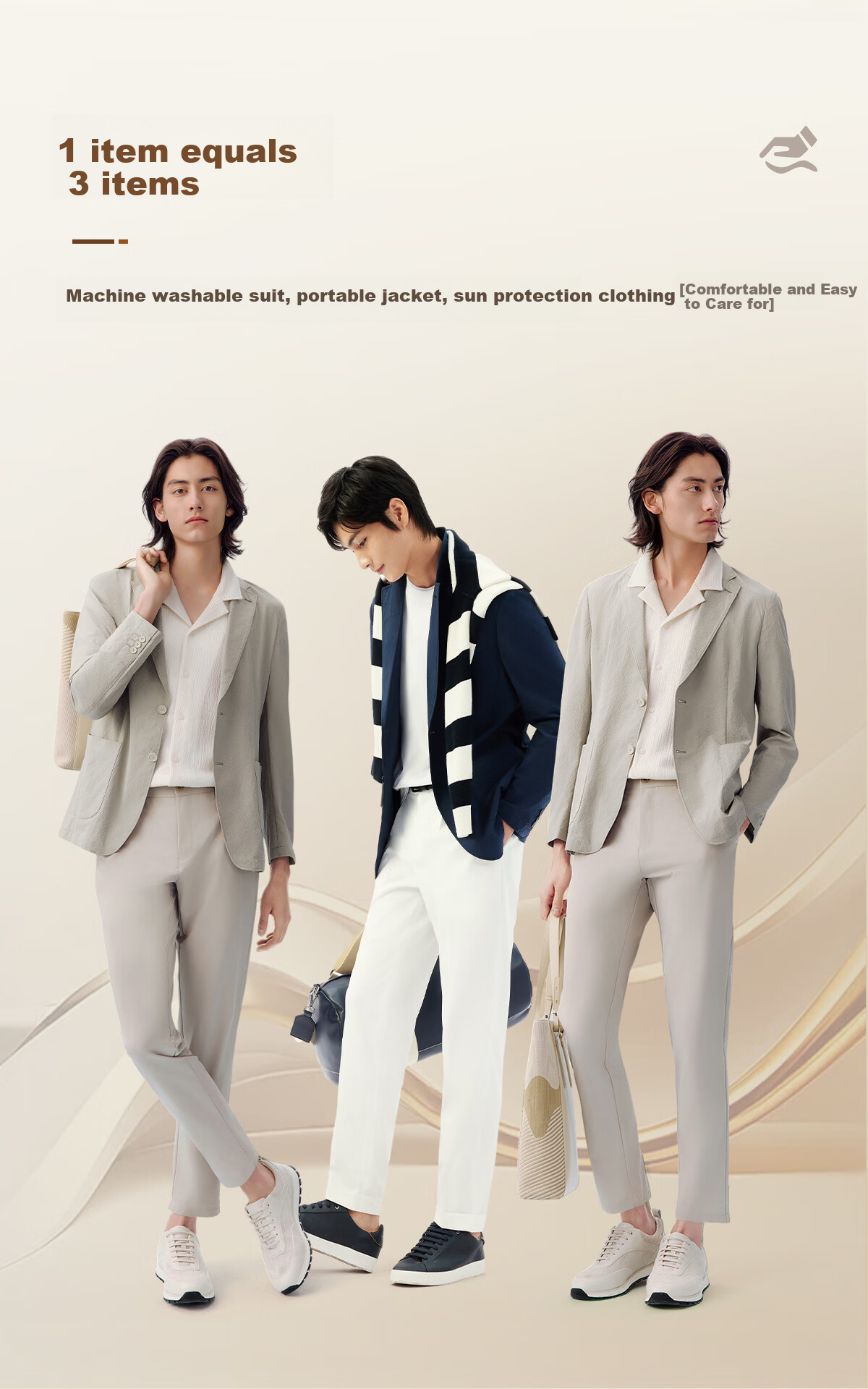 Hodo Men's Suit, Machine Washable, Easy-Care Sun Protection Capsule Suit, Casual Men's Jacket with Capsule Storage Bag 4