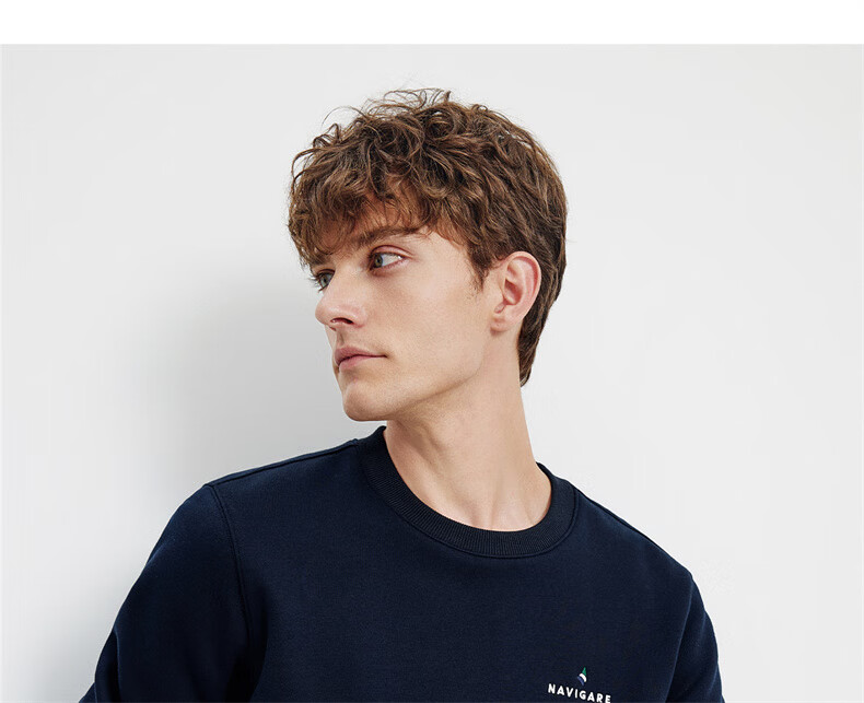 Navigare Small Sailboat Solid Basic Versatile Pullover Men's Fleece Lined Warm Sweatshirt 1135805301 4