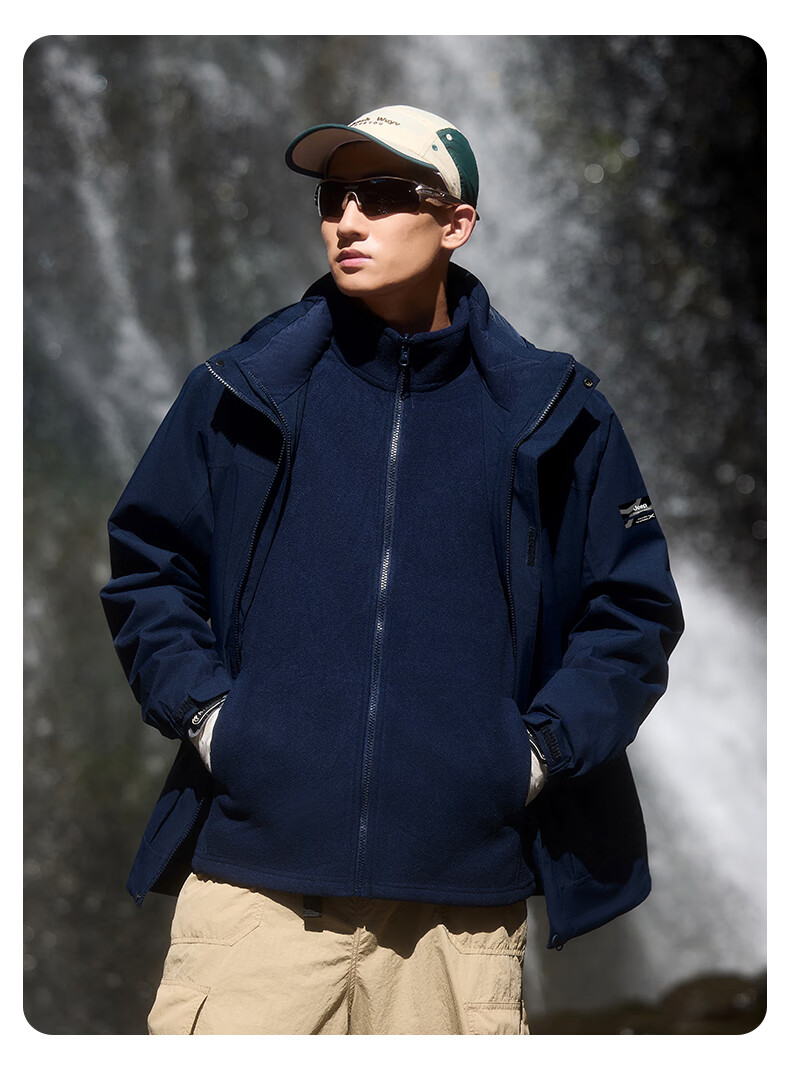 Jeep Men's 3-in-1 Outdoor Detachable Fleece Jacket Windproof Warm Waterproof Hiking Coat 5