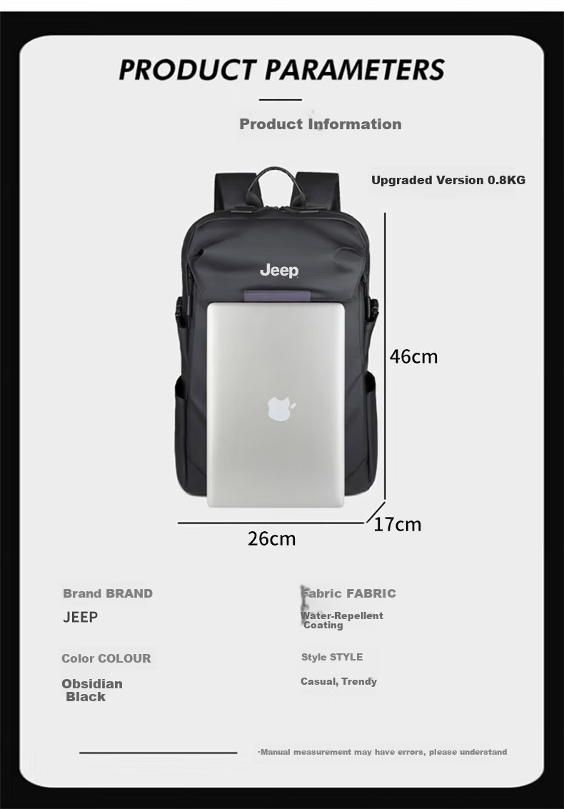 JEEP Backpack, Men's Business Light Luxury Laptop Bag, Large Capacity, Wet And Dry Separation Travel Bag for Business Trips, 17.3 Inches 2