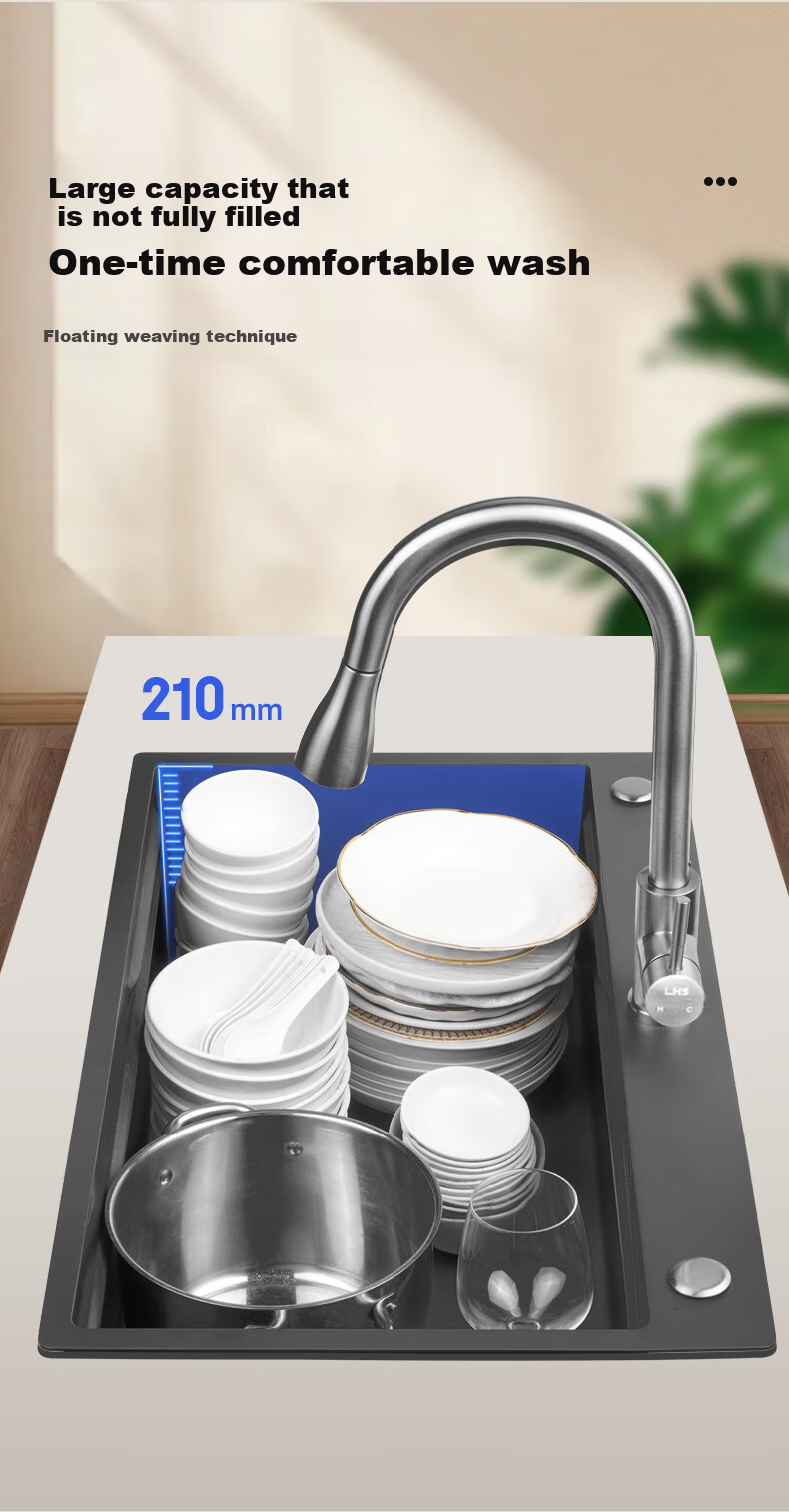 Aifuer, Oulin Large Single Sink Kitchen Sink Vegetable Washing Basin Stainless Steel Dishwashing Sink Nano 3mm Handmade Sink 881 9