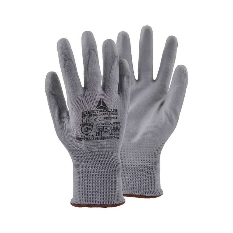 DELTAPLUS PU Coated Anti-Slip Breathable Industrial Work Gloves Fine Operation Wear-Resistant Size 9/L (12 Pairs per Dozen) 201705