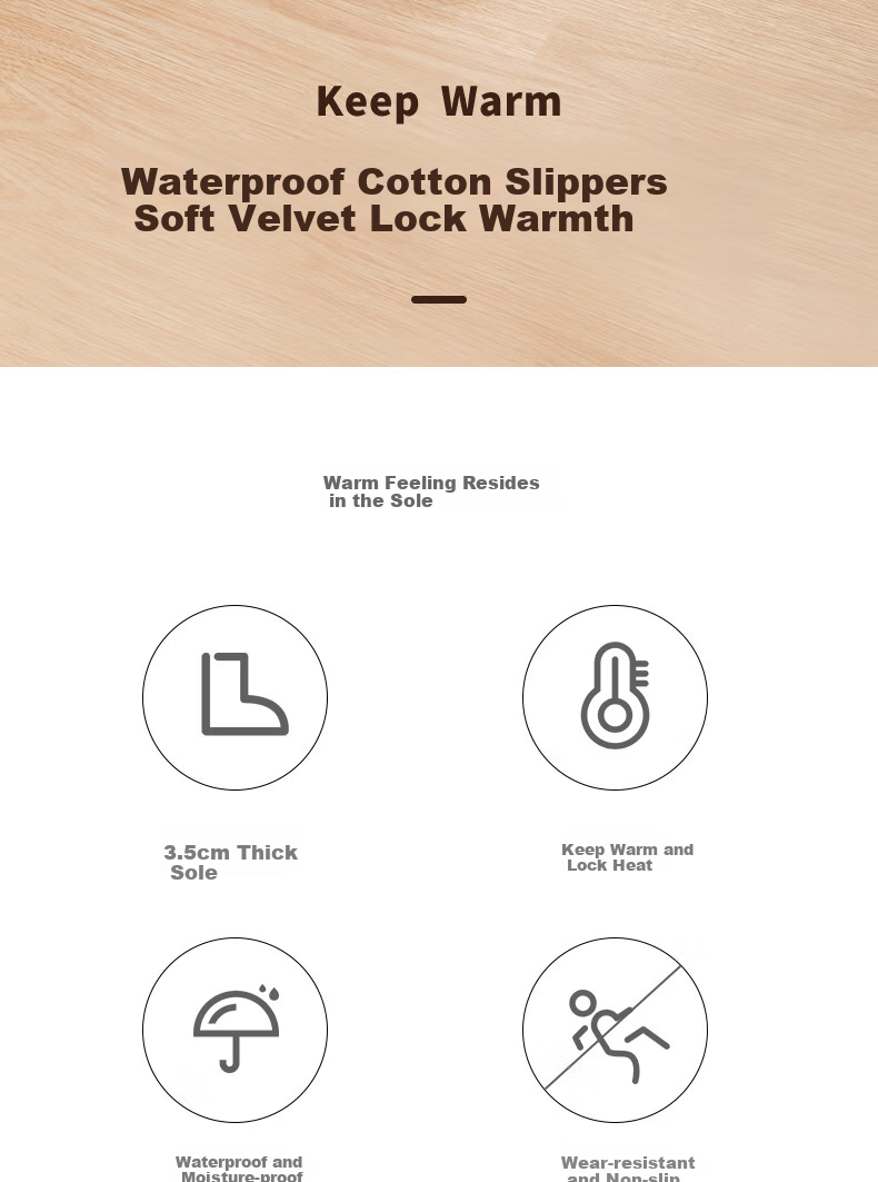 FOOTOPPO Waterproof Cotton Slippers, Maternity Shoes, Autumn And Winter Outdoor Wear, Thick-Soled Non-Slip Slippers, Winter Warm Cotton Shoes, Home Shoes for Me 2