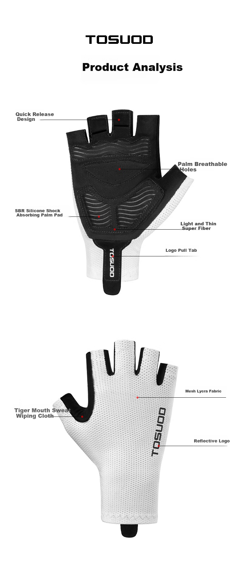 Tasiduizhang Half-Finger Cycling Gloves for Women And Men, Road Bike Summer Mountain Bike Shock-Absorbing Breathable Bicycle Equipment Black 2XL 4