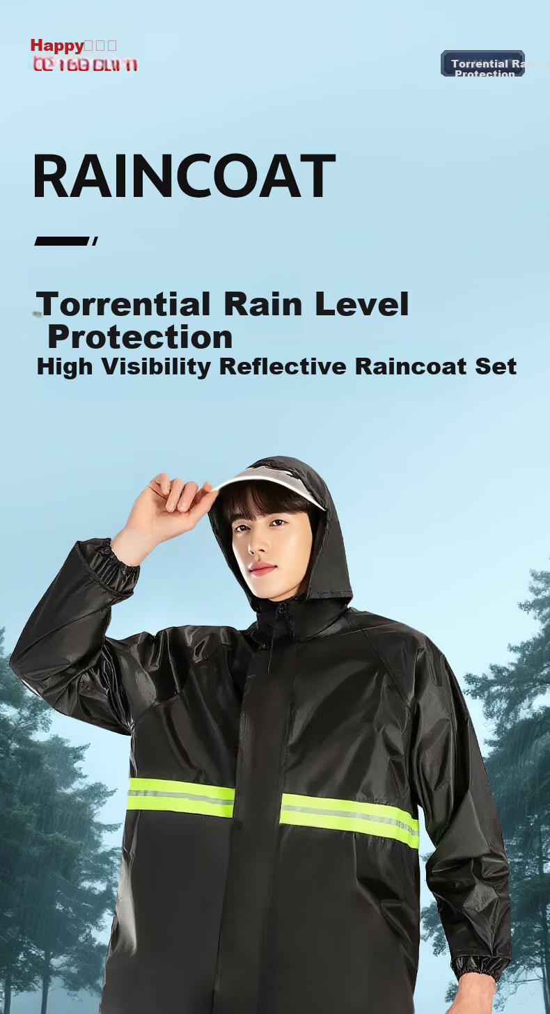 Leyoubaiyi Split Reflective Raincoat And Pants Set, Standard Heavy Rain Protection Suit, Emergency Traffic Rain Protection for Patrol Duty And Flood Control 1