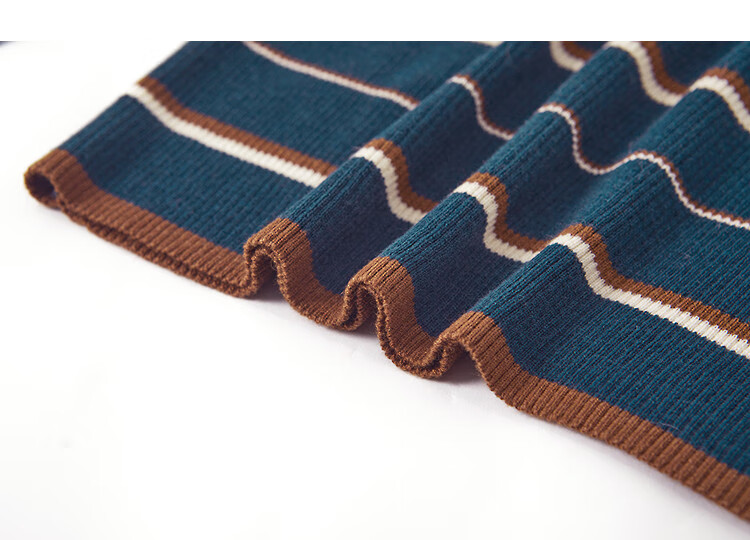 Demana Vintage Colorblock Striped Ribbed Jacquard Slim Knit Sweater with Soft Merino Wool for Autumn Women 5