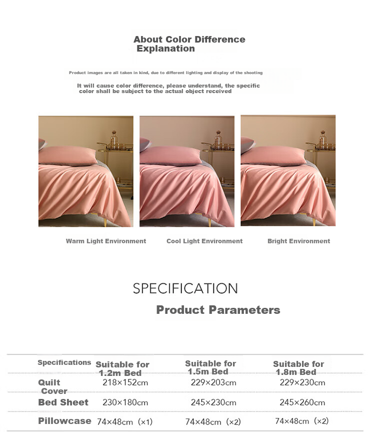 Dohia Pure Cotton Bedding Set of Four Pieces, 60-Count Pure Cotton Embroidered Bed Sheet And Duvet Cover Set, Bedding Kit for 1.8-Meter Bed, 229*230cm 13