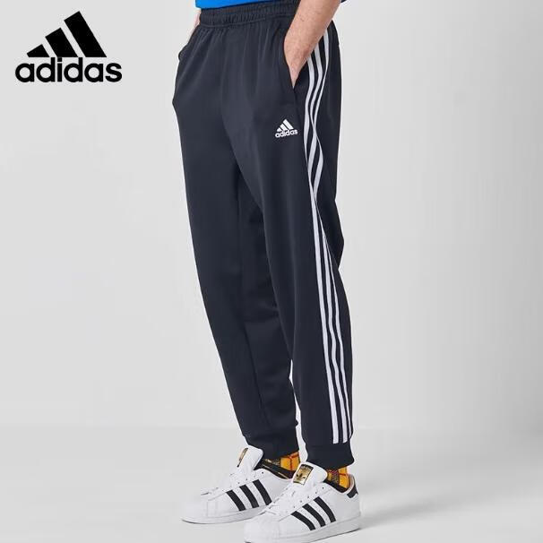 Adidas Men's Breathable Casual Sweatpants Fitness Running Pants Black and White Tapered 3XL