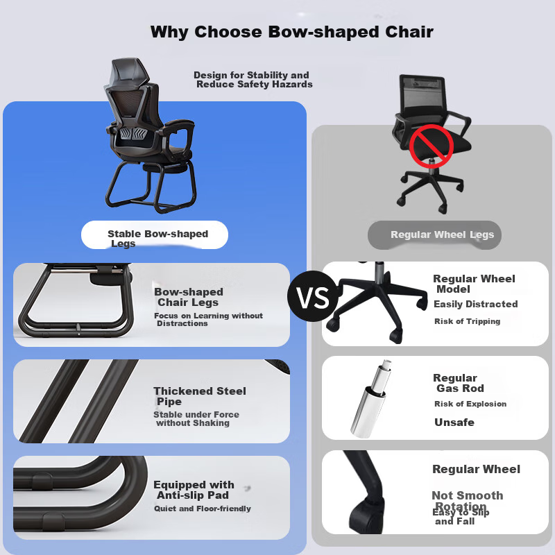 Chibailun Computer Chair, Office Chair, Conference Chair, Leisure Home Chair, Long-Sitting Chair with Backrest, Student Dormitory Bow-Shaped Study Chair
