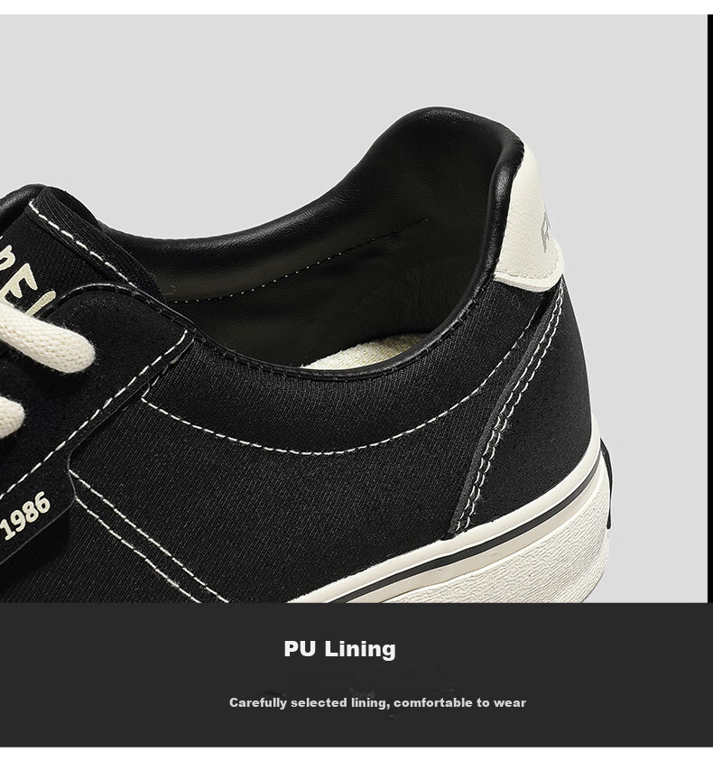 Renben Spring And Autumn Retro Canvas Shoes, Versatile Classic Sneakers for Men, Korean Style Trendy Men's Shoes, Black, Size 41 12