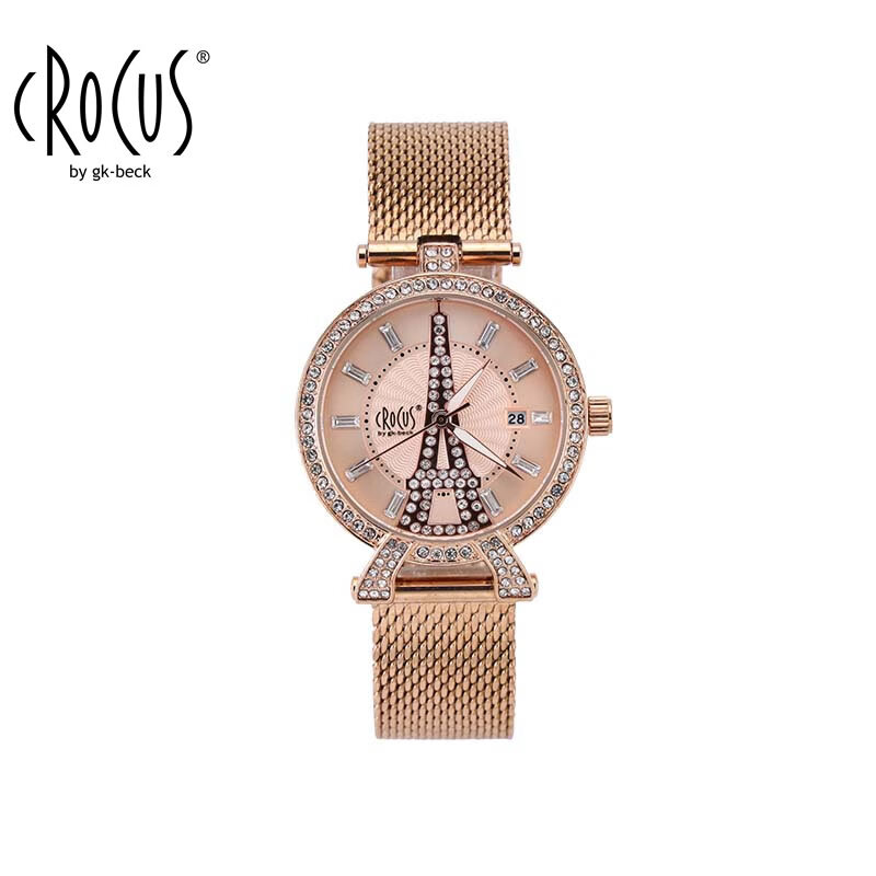 CROCUS BY GK BECK Women's Fashion Stainless Steel Luxury Quartz Watch Gift for Christmas New Year