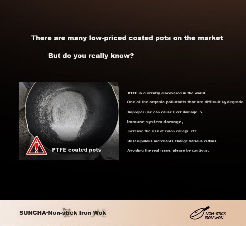 Suncha Iron Wok, High-Purity Pure Iron Non-Coated Non-Stick Pan for Stir-Frying, Compatible with Gas And Induction Stoves, 32cm, Pre-Seasoned 5