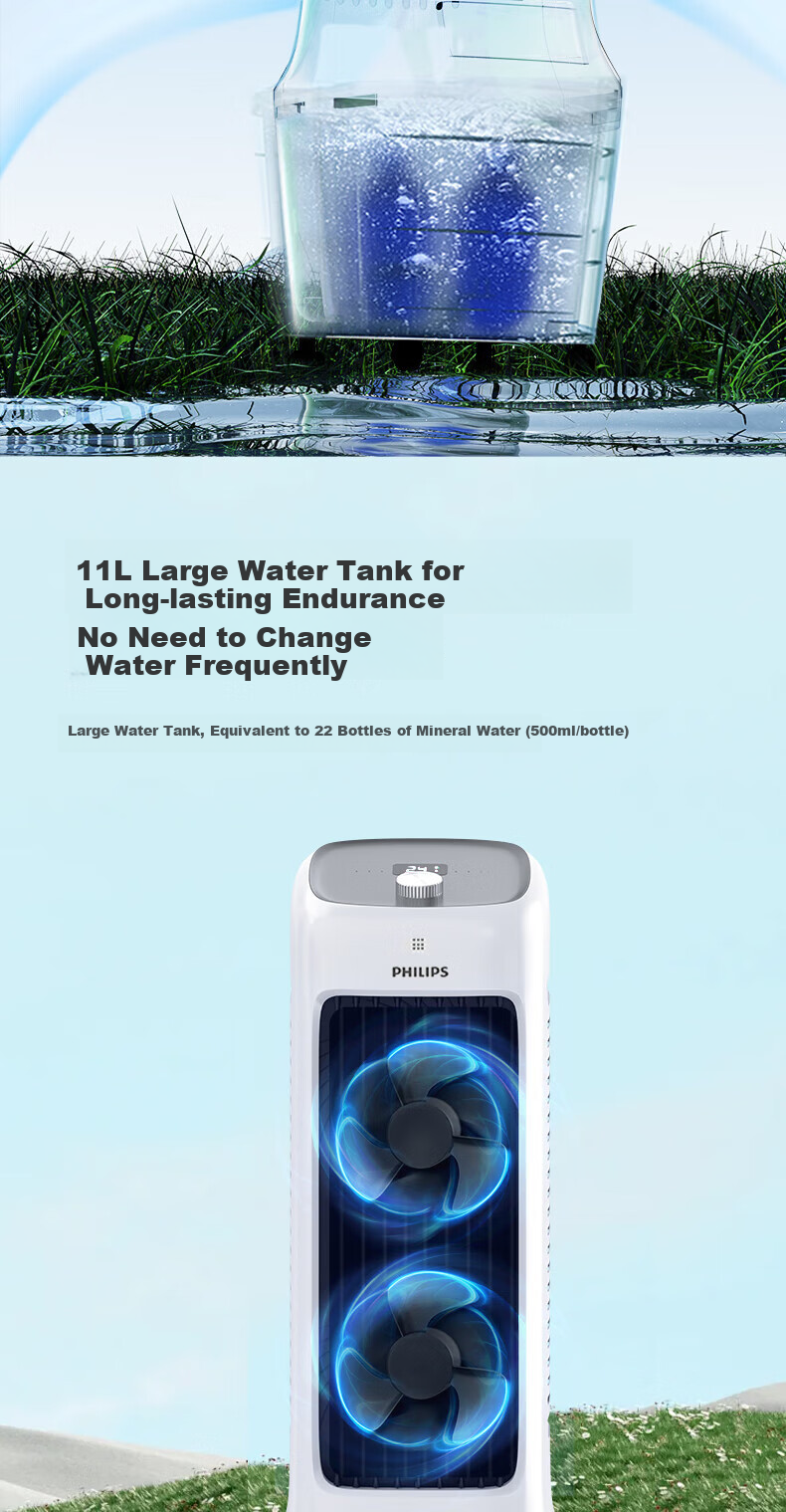 PHILIPS Air Cooler, Cooling Fan, Powerful Cooling Machine, Humidifying, for Home Living Room Bedroom, Energy-Saving, Office Use, Voice-Controlled Water Refill, Quiet Operation, Small Air Conditioner, Single Cooling Tower Fan ACR3162TV 9