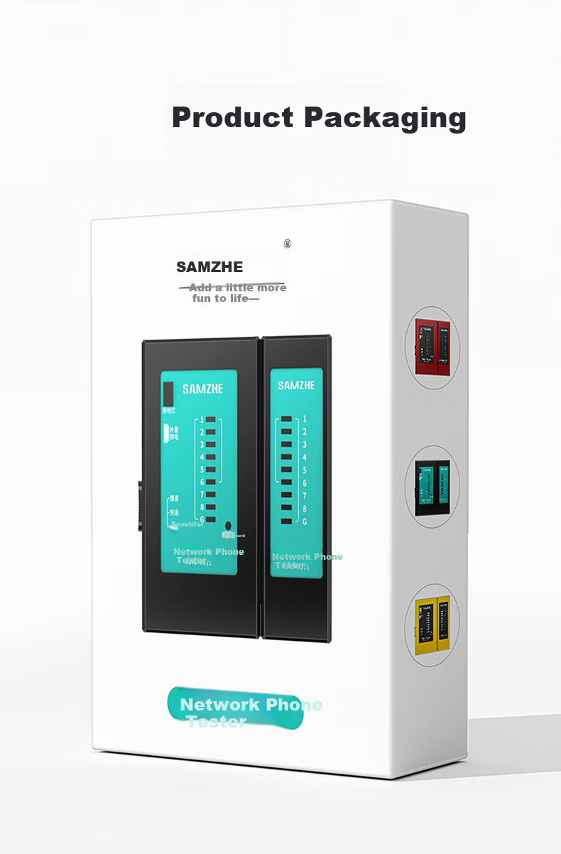 SAMZHE Network Cable Tester, Multifunctional Network/cable Telephone Tester, Network Crystal Head Single-Head Test for Engineering/home Use, Intelligent Signal Detector Continuity Tester CS-66 8
