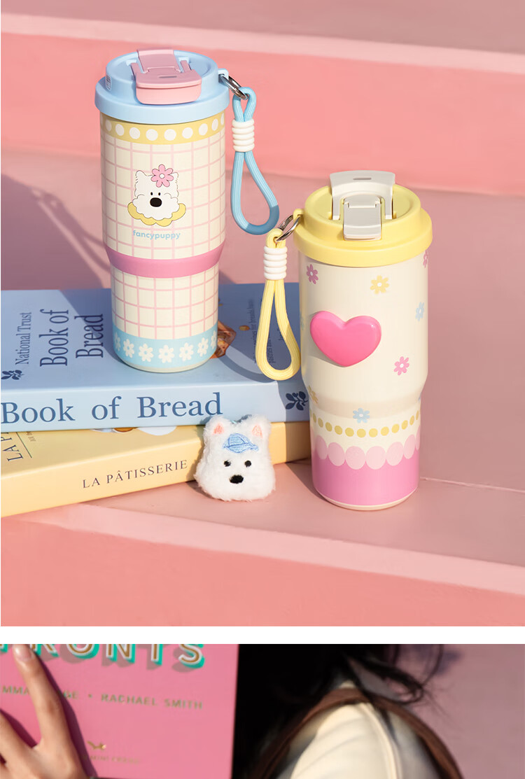 KAWASIMAYA Large Capacity Insulated Water Bottle High-Value Office Straw Cup Adult Ice Mug O-Handle Cup - Sea Salt Pop 2
