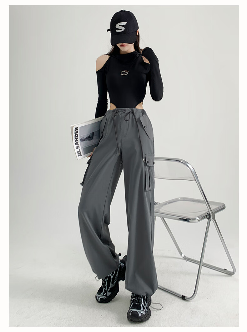FitonTon Women's Cargo Pants, 2025 Autumn And Winter New Style, American Retro High-Waist Straight-Leg Sweatpants, Loose-Fitting Slimming Casual Trousers for Wome 15