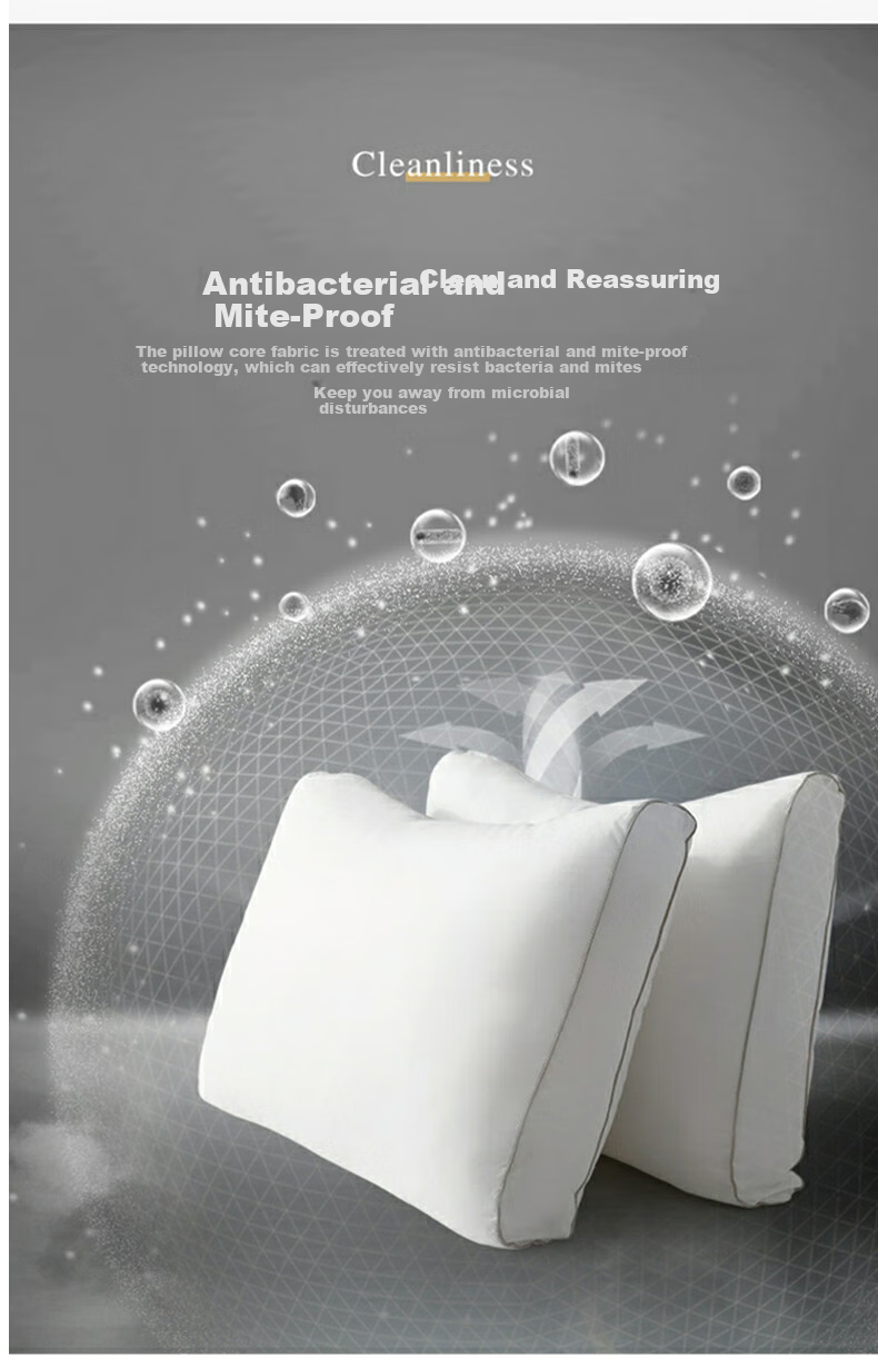 Shuixingjiafang Pillow Cervical Pillow for Adults Sleeping at Home, Hotel Pure Cotton Antibacterial High-Elasticity Pillow Core Single Medium Pillow 48×74cm 3