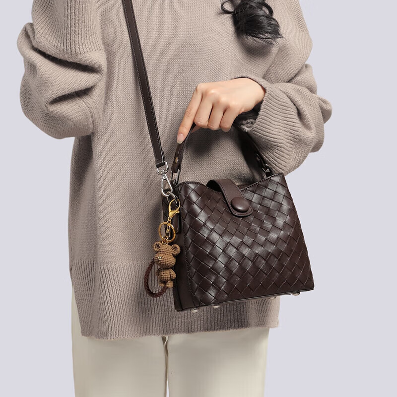 Aiqinghai Leather Handbag, Women's Crossbody Bucket Bag, Shoulder Tote Bag, Stylish Birthday Mother's Day Gift, Practical Present for Mom