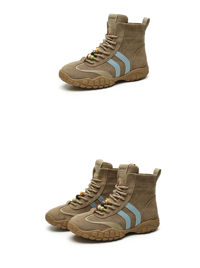 DAPHNE Vintage Versatile Fleece-Lined Short Boots Women Thick Sole Casual Sports High-Top Trainer Martin Boots Coffee Color Size 36 11