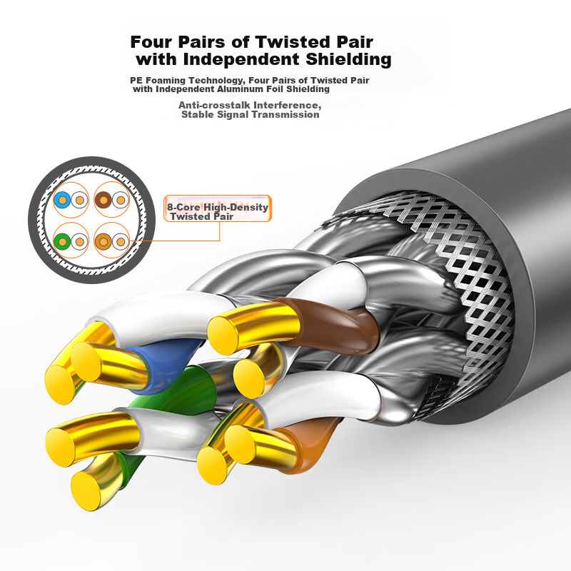 CHOOSEAL (CHOSEAL) Category 7 Double-Shielded Ethernet Cable, CAT7 Over Foxconn, 10 Gigabit Gaming-Grade Network Cable, Engineering And Home Installation 5G Wiring Box Cable, Gray 305 Meters, QS2620AT305