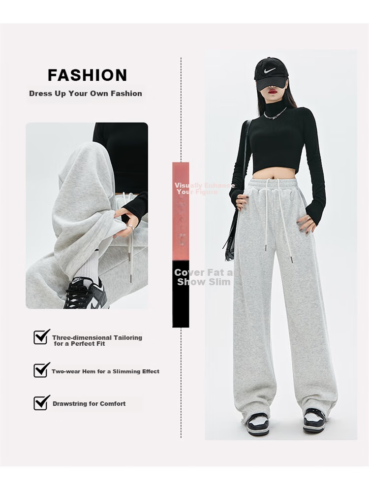 MiiOW Loose Wide-Leg Pants for Women, Spring And Autumn Sports Trousers, Versatile Straight-Leg Sweatpants, Slimming Banana Pants, Women's Casual Pants 2
