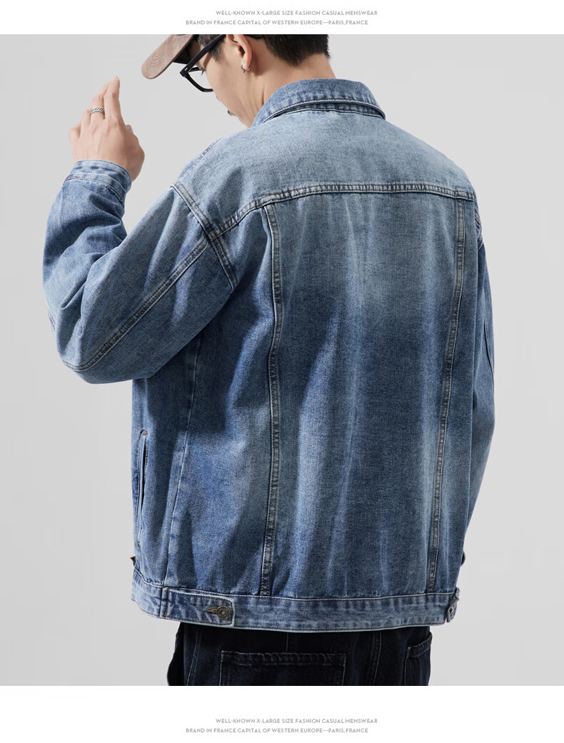 Pierre Cardin Men's Winter Denim Vintage Washed Retro High Street Workwear Casual Loose Jacket Blue 2XL 12