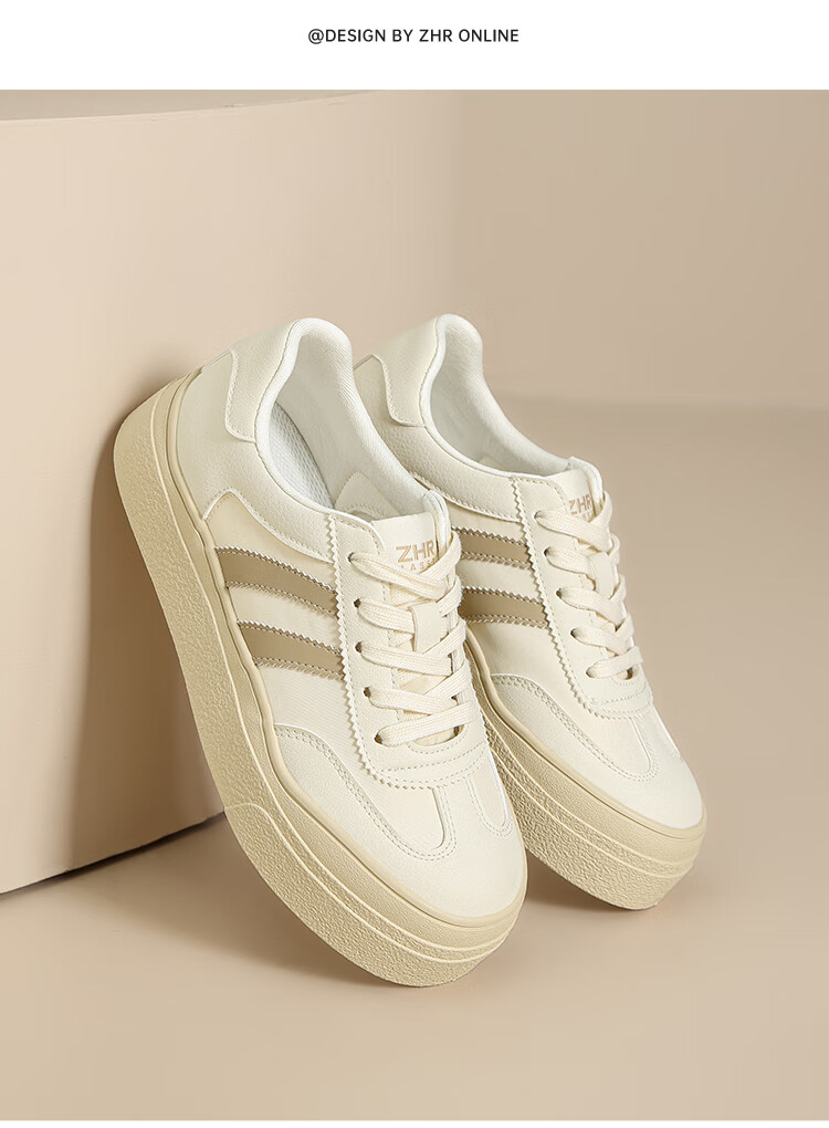 ZHR ZEZHE Summer Women's Mesh Lightweight Thick-Soled Breathable White Sneakers KS109E Beige Black Size 38 18