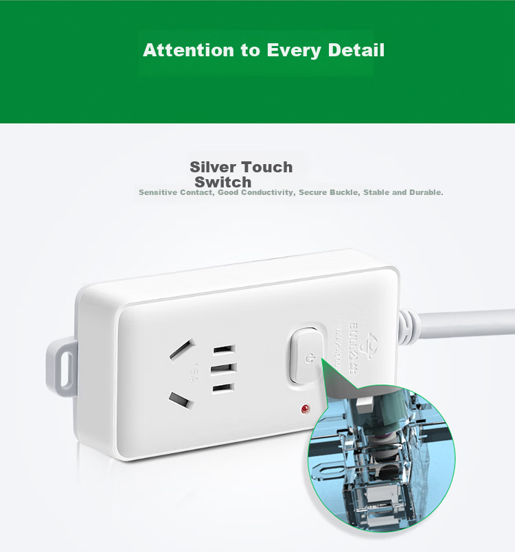BULL High-Power 16A Socket Power Strip/Extension Cord/Power Board for Air Conditioner, Water Heater, Electric Heater, Suitable for 1 Outlet with Master Control, Total Length 1.8 Meters, Includes 10A Plug GN-104D 6