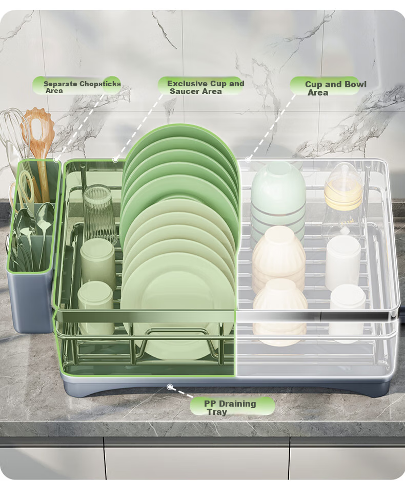 Shuaishi Kitchen Storage Rack, Draining Dish Rack, Bowl And Plate Drainer, Utensil Organizer Box, Dish Rack, Draining Shelf 19