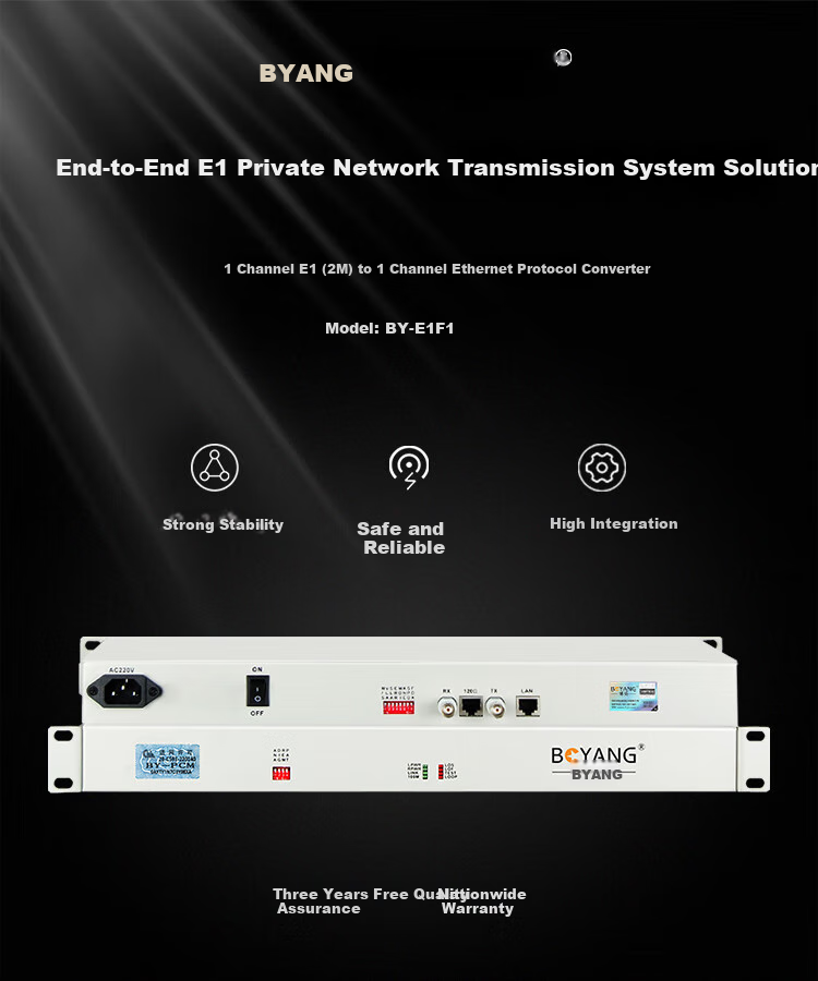 BOYANG Protocol Converter E1 to Ethernet, 2m Protocol Converter, 4e1 Protocol Converter, 4-Channel E1(8M) to 1-Channel Ethernet, Rack-Mounted, Price for One Pair BY-E4F1 1