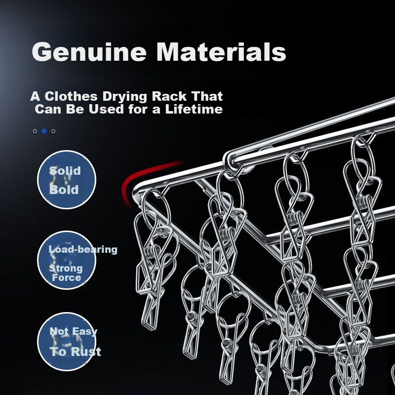MENGTING Stainless Steel Clothes Hanger Clips, 40 Clips Multi-Clips for Hanging Socks, with Clips, 4.0mm Thickened Anti-Tangling