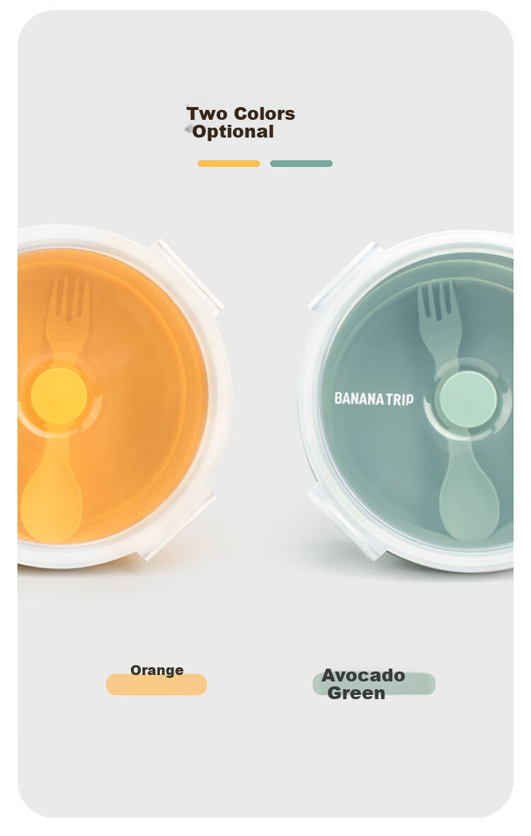 BANANA TRIP Portable Folding Bowl for Travel, Silicone Utensil Fruit Storage Container with Lid, Extendable Bowl, Orange, Medium Size, 750ml 7