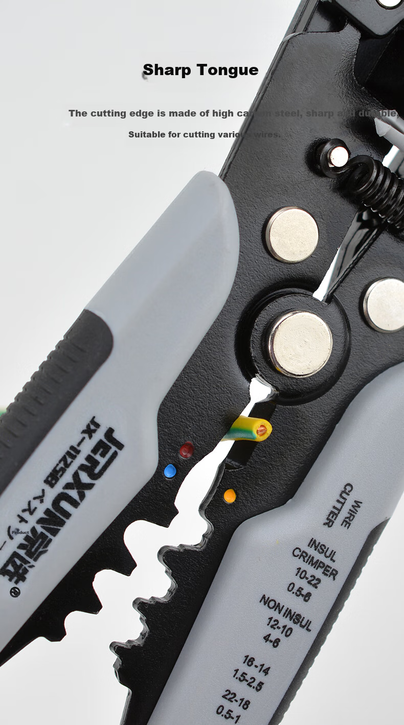 JERXUN Automatic Wire Stripping Pliers, Electrician's Wire Stripper, Wire Cutter, Terminal Crimping Pliers, Multifunctional Fiber Optic Cable Stripping Pliers 7