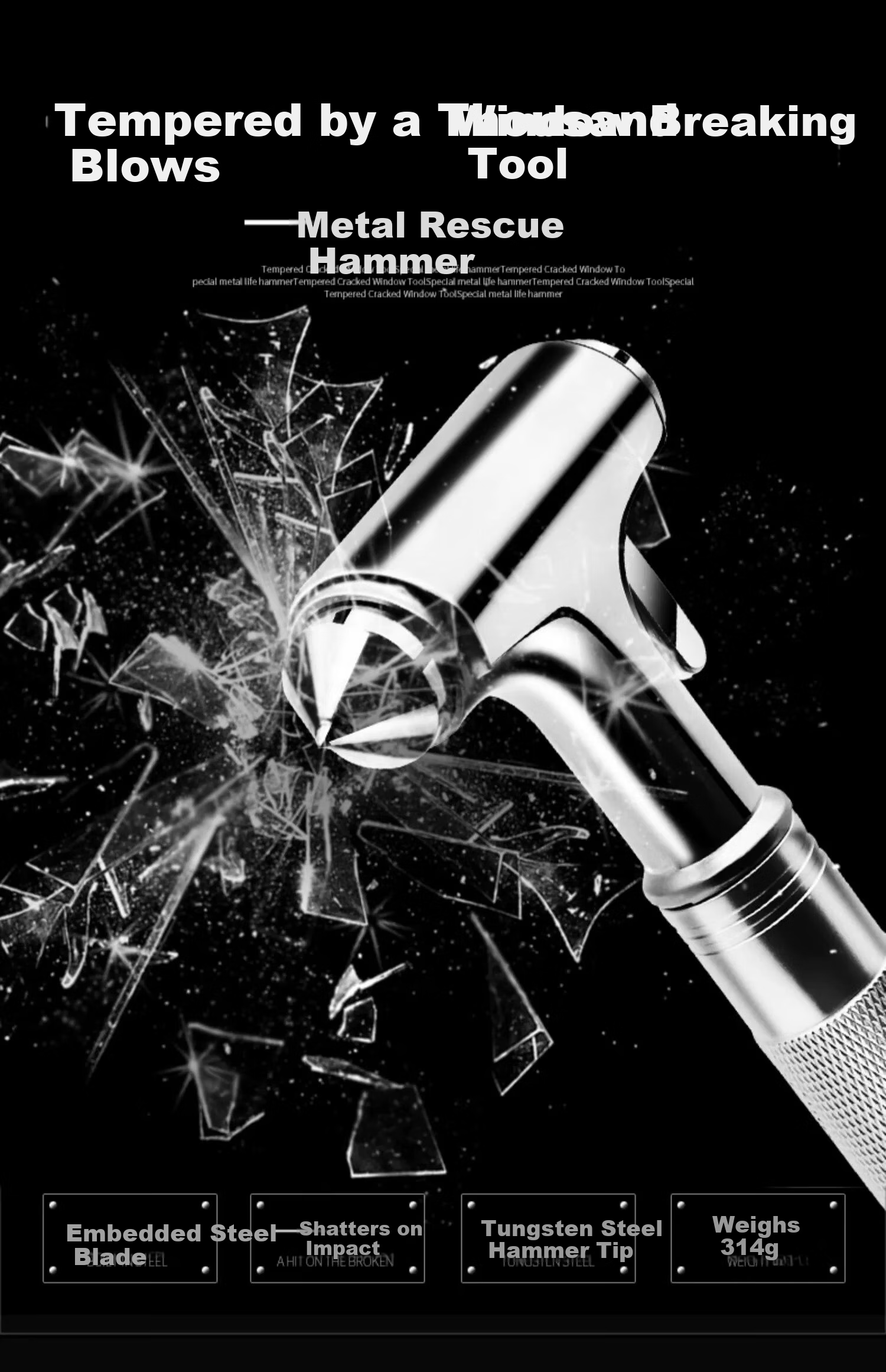 Heimang Car Safety Hammer, Multi-Functional Life-Saving Hammer, Escape Window Breaker, Survival Hammer [Tungsten Steel Model], Safety Hammer 1