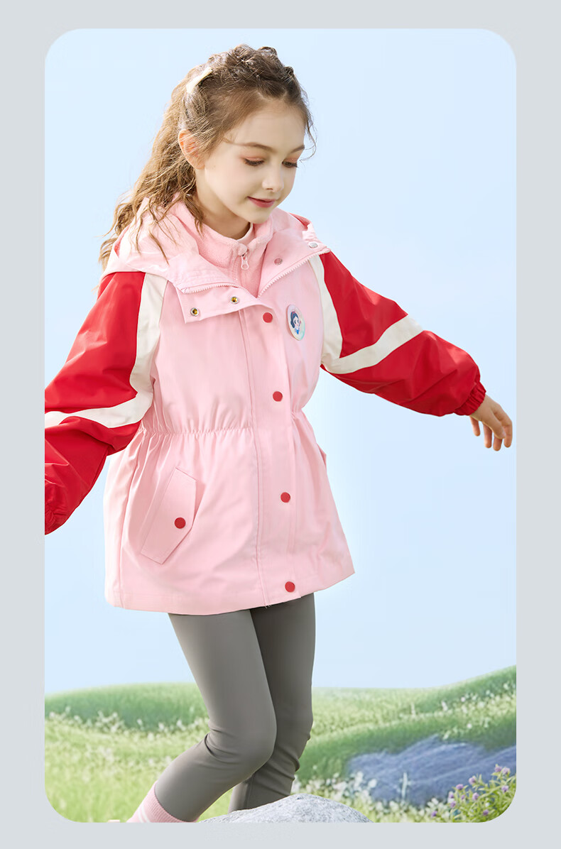 Disney Girls' Outdoor 3-in-1 Windproof Jacket Spring and Autumn Coat for Kids DS001 Purple Size 120 3