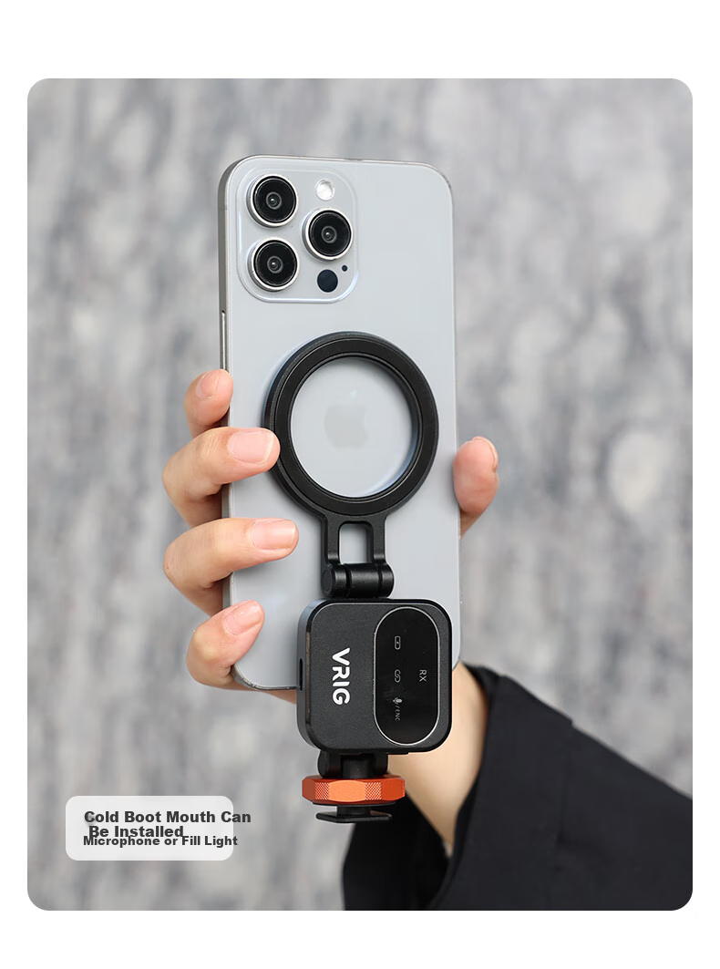 VRIG Weilege MG-29 Metal Folding Magnetic Phone Stand, MagSafe DSLR Camera External Monitor, Horizontal And Vertical Shooting Hot Shoe, Live Streaming Vlog Photography Tripod Stand 5