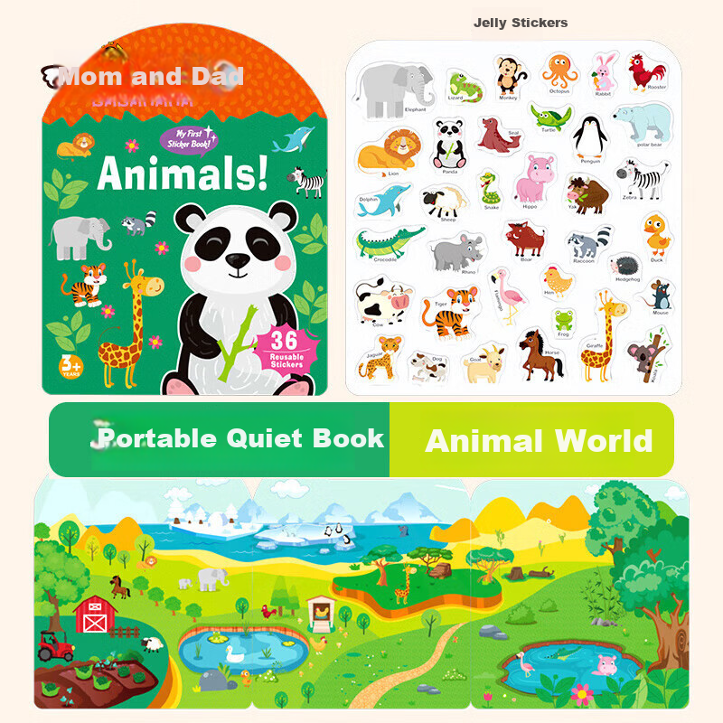 Babamama Fun Jelly Sticker Book, Children's Toy, Baby Stickers, Traffic Stickers, Adhesive Sticker Book Toy, for Ages 0-1 Years