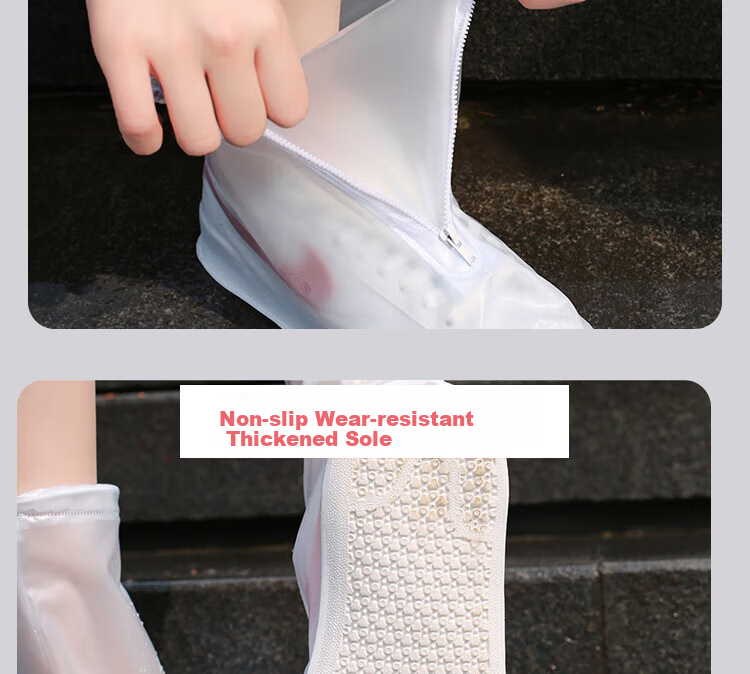 BWNK Waterproof Shoe Covers, Thick Rain Boots, Portable Non-Slip Wear-Resistant Rain Boots, White, Size XL 11