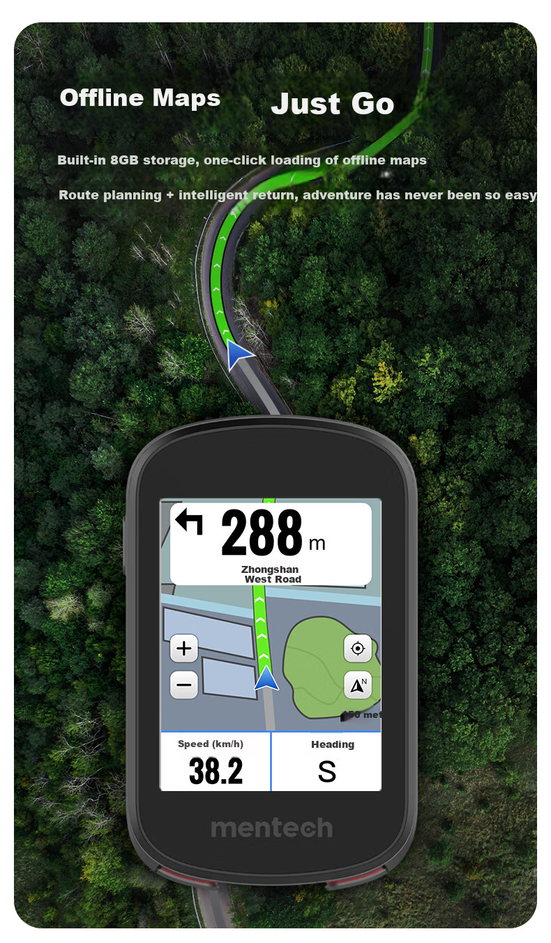 Mentech Avant500 Mountain And Road Bike Computer with GPS Smart Wireless Cycling Navigation, Gray 8