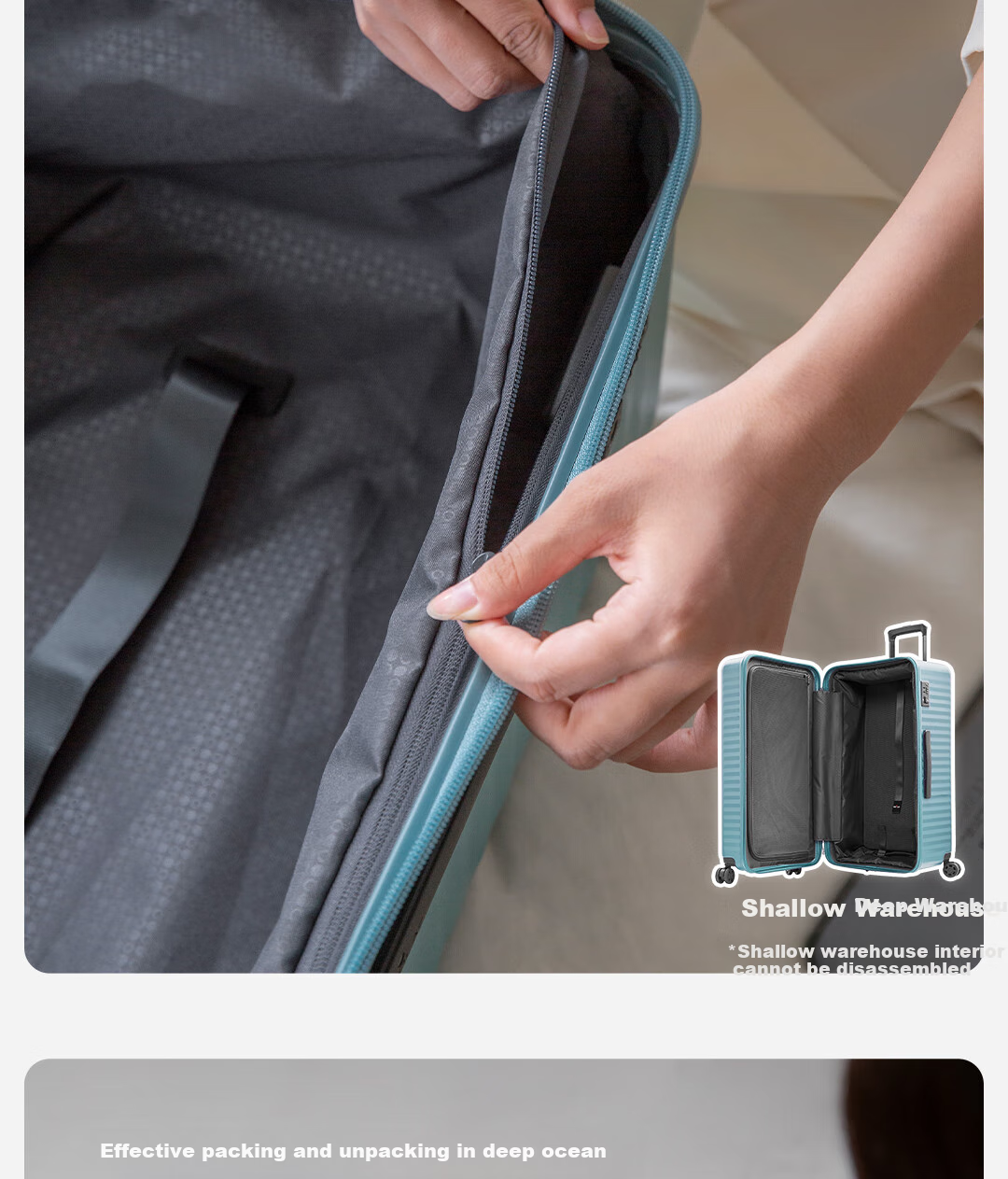 Echolac Extra-Large Capacity Trolley Suitcase, Square Travel Case, TSA Combination Lock Luggage, PC183K, Blue, 28 Inches 7