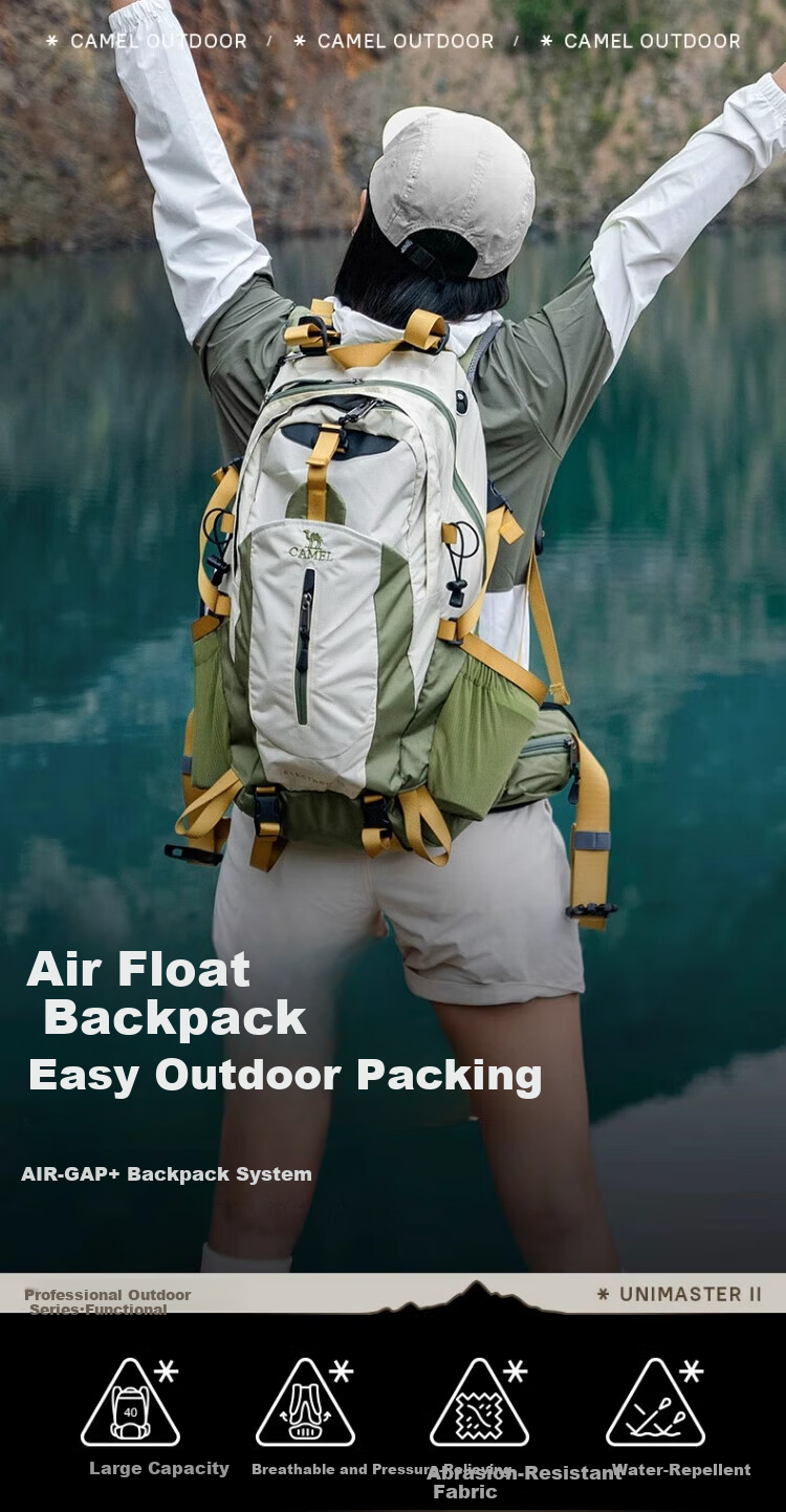 CAMEL Hiking Backpack, Outdoor Rucksack for Men And Women, Large Capacity, Off-Road Multifunctional Lightweight Travel Backpack, 2S04O001, Gray 3