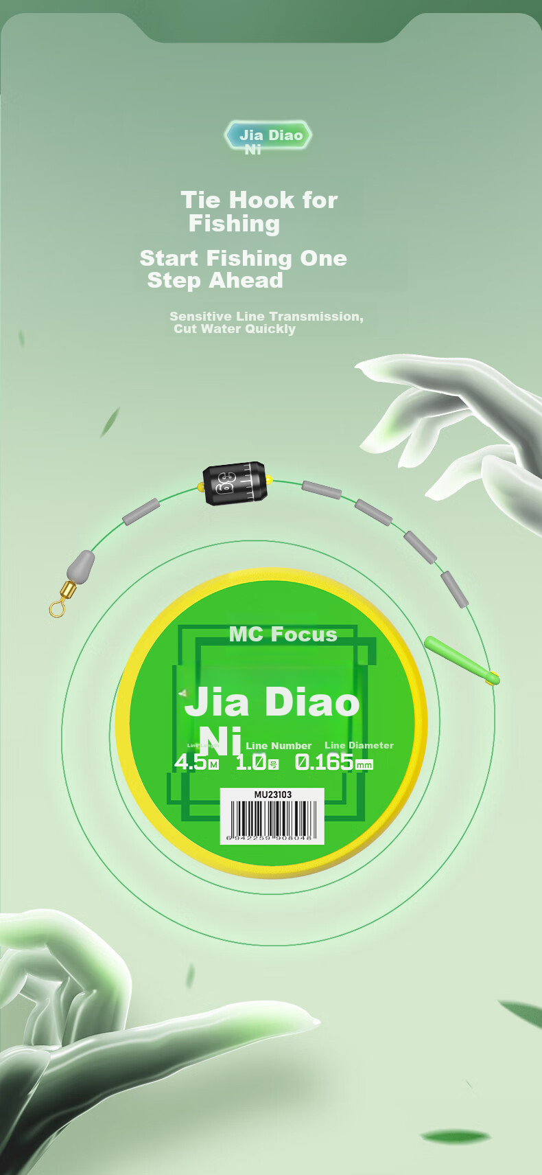 JIADIAONI Finished Fishing Line Set, Imported Fishing Line Main Line Set with Strong Pulling Force, 3.9m 1.5 Size Line, 3 Rolls Pack 9