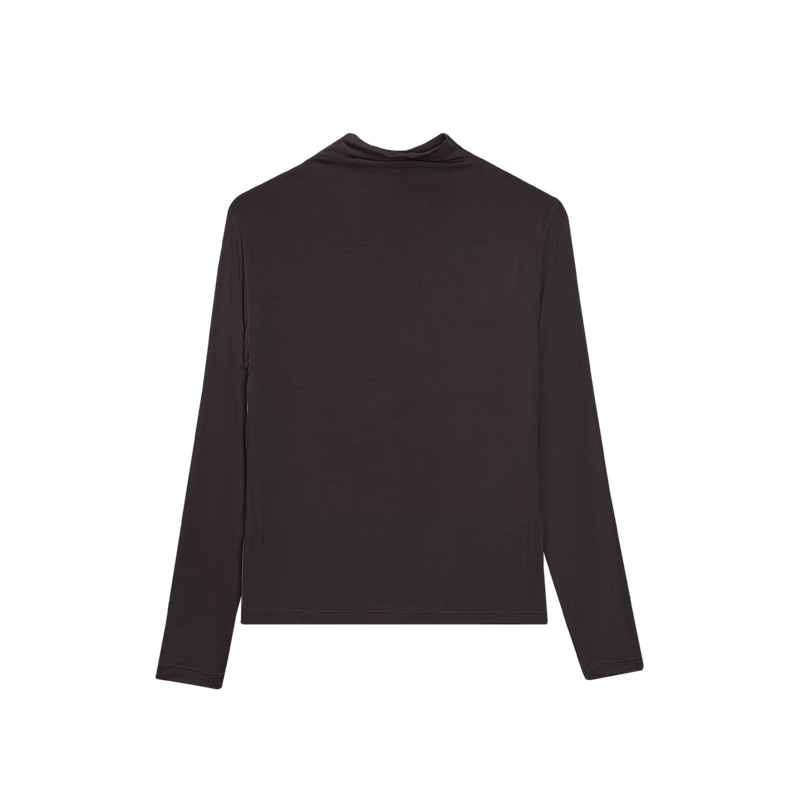 Hodo Home Women's Elegant Base Shirt Autumn Winter Lightweight High Elastic Bare Feeling Multi-Color Small Turtleneck L 170/95 Truffle Black